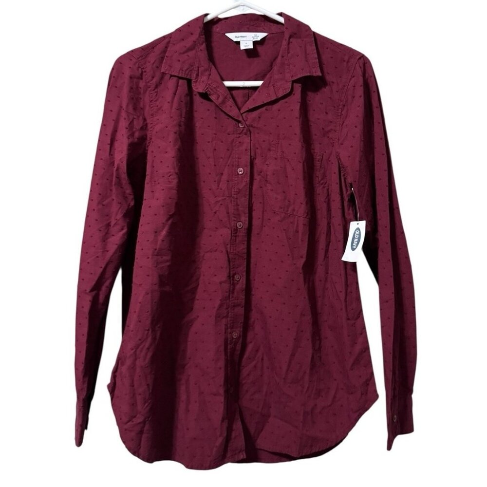 Old Navy Women Size Medium Long Sleeve Button Down The Classic Shirt Cotton